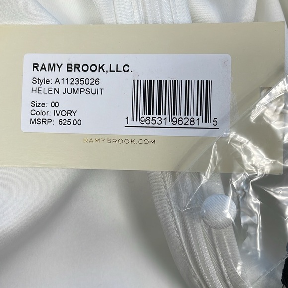 NWT Ramy Brook Helen Long Sleeve Lace Jumpsuit In Ivory Satin Sz 00 - Picture 9 of 14